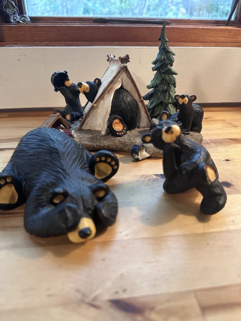 Bearfoots Bear Figurine Lot of 3 Jeff Fleming Camp Runamuck Big Sky Carvers